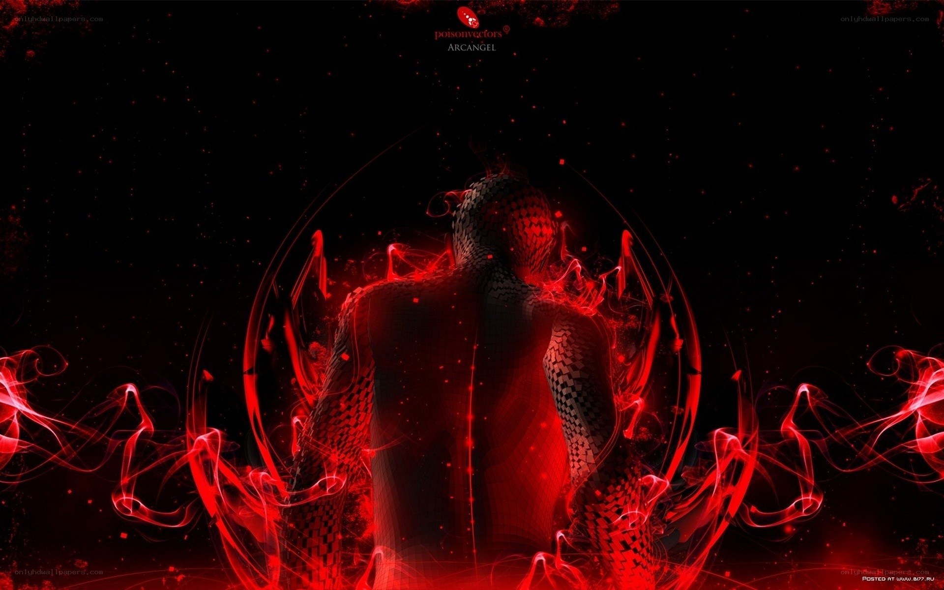 red energy angel figure