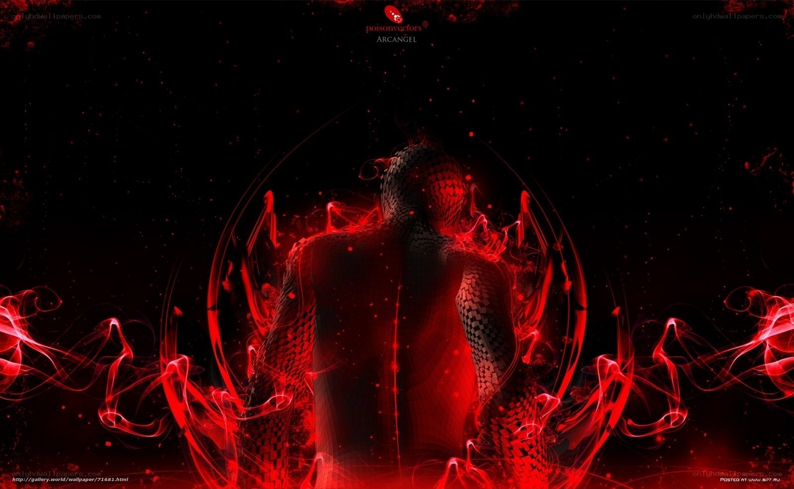 Red energy angel figure