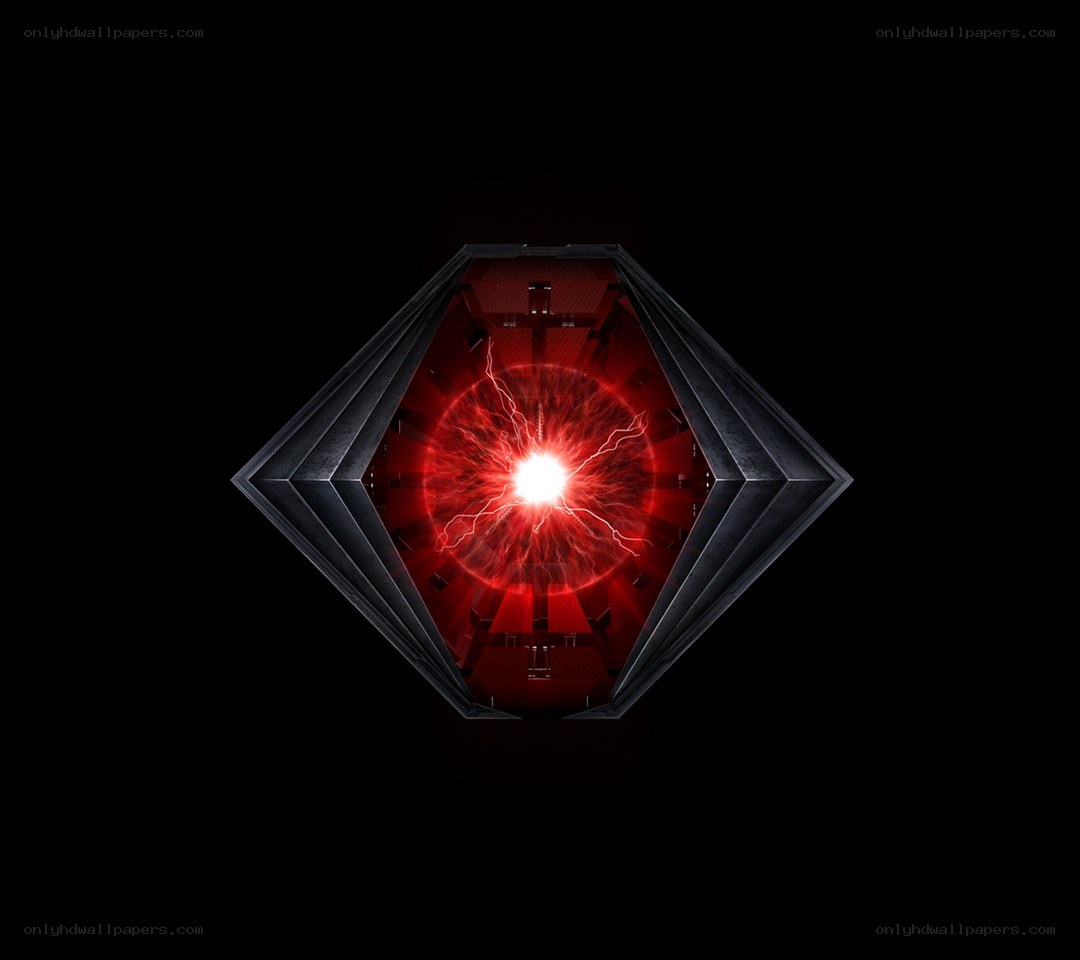 red energy core in a hexagonal frame
