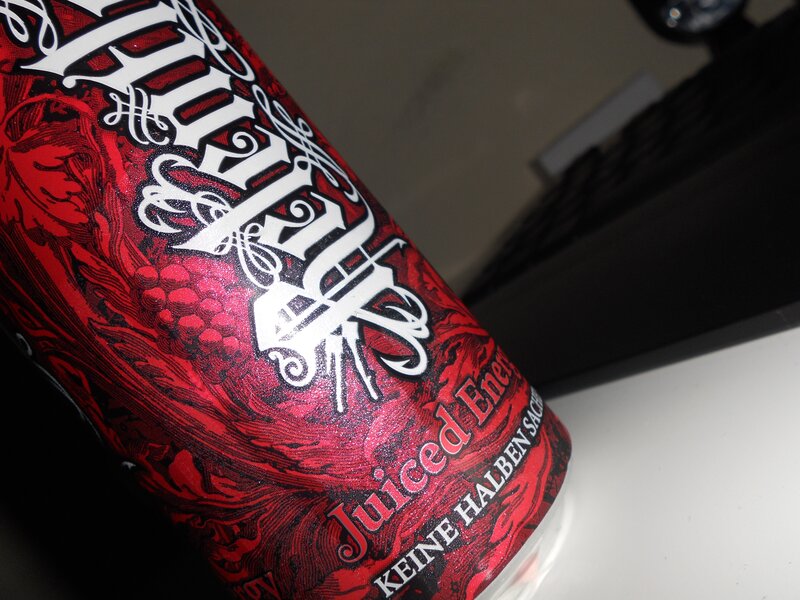 Red energy drink can