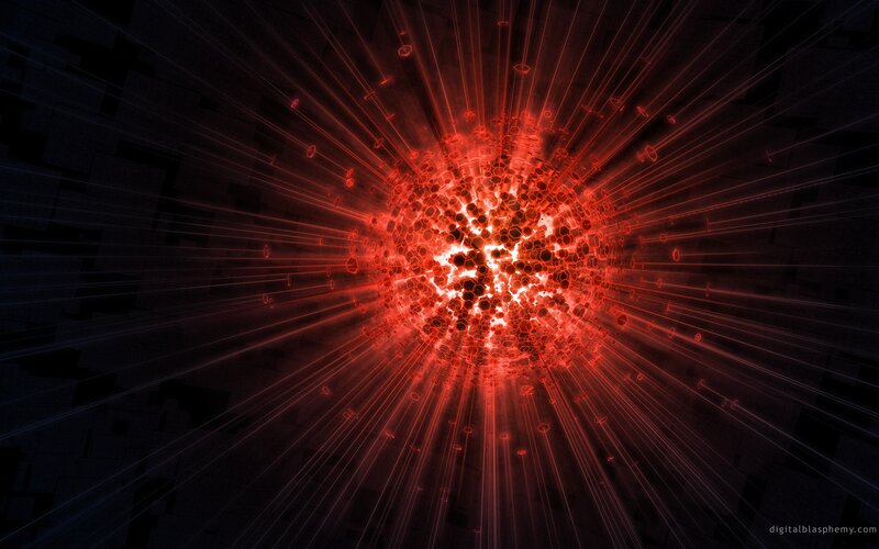 Red Energy Explosion — Dramatic, Digital Art