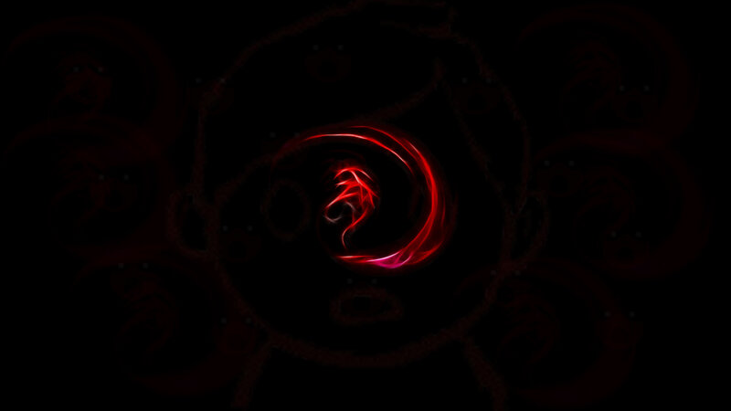 red energy swirl in darkness