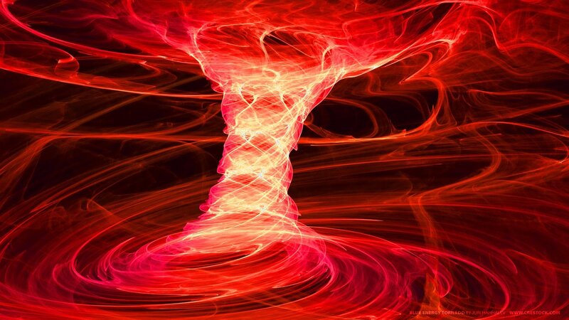 Red Energy Tornado — Dramatic, Digital Art
