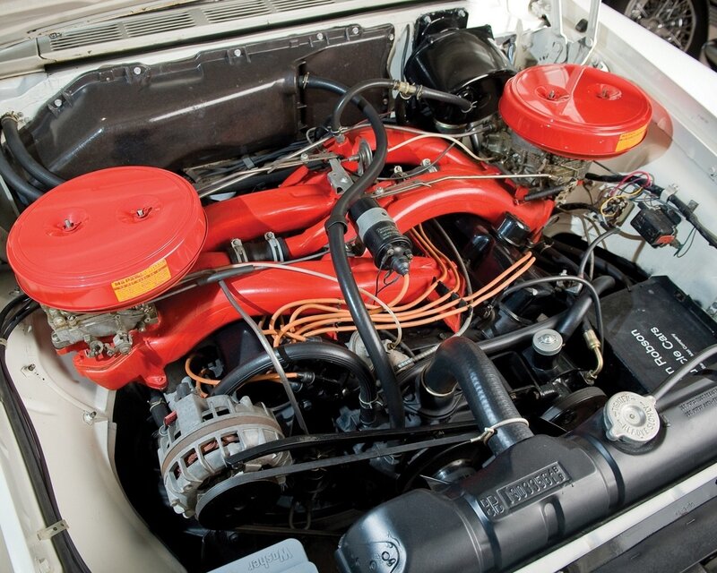 red engine in car hood