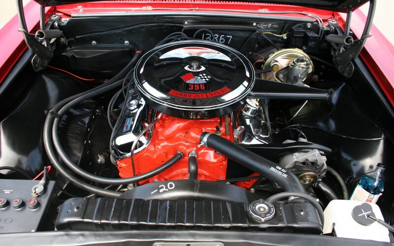 Red Engine in Car — Mechanical, Photograph