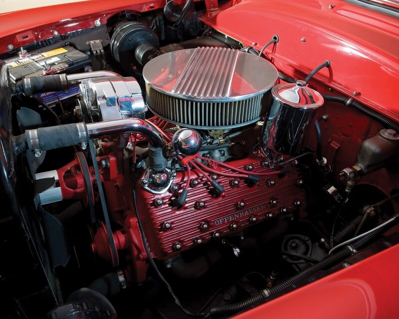 red engine in car