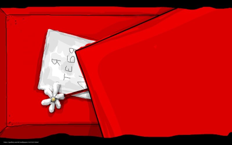Red envelope with note and flower