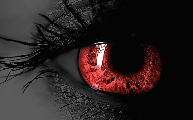 Red Eye Close-up — Dramatic, Digital Art