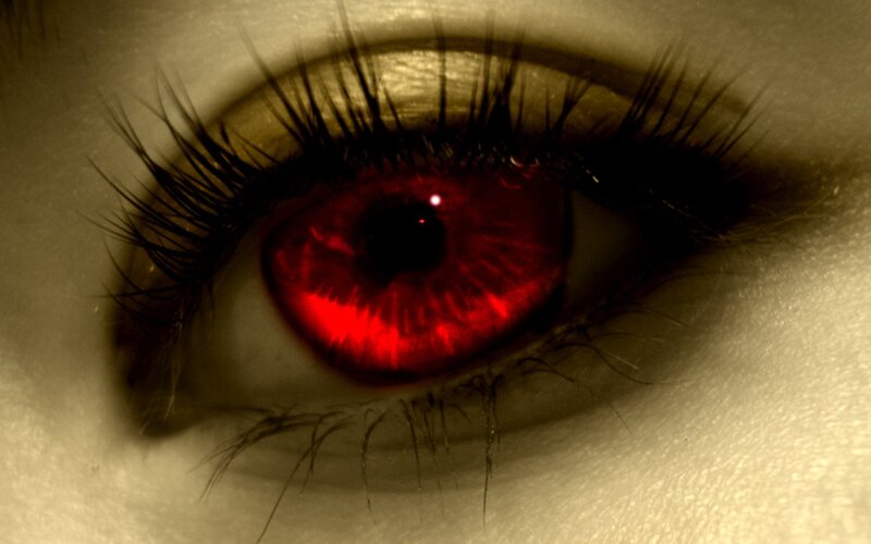Red Eye Close-up — Dramatic