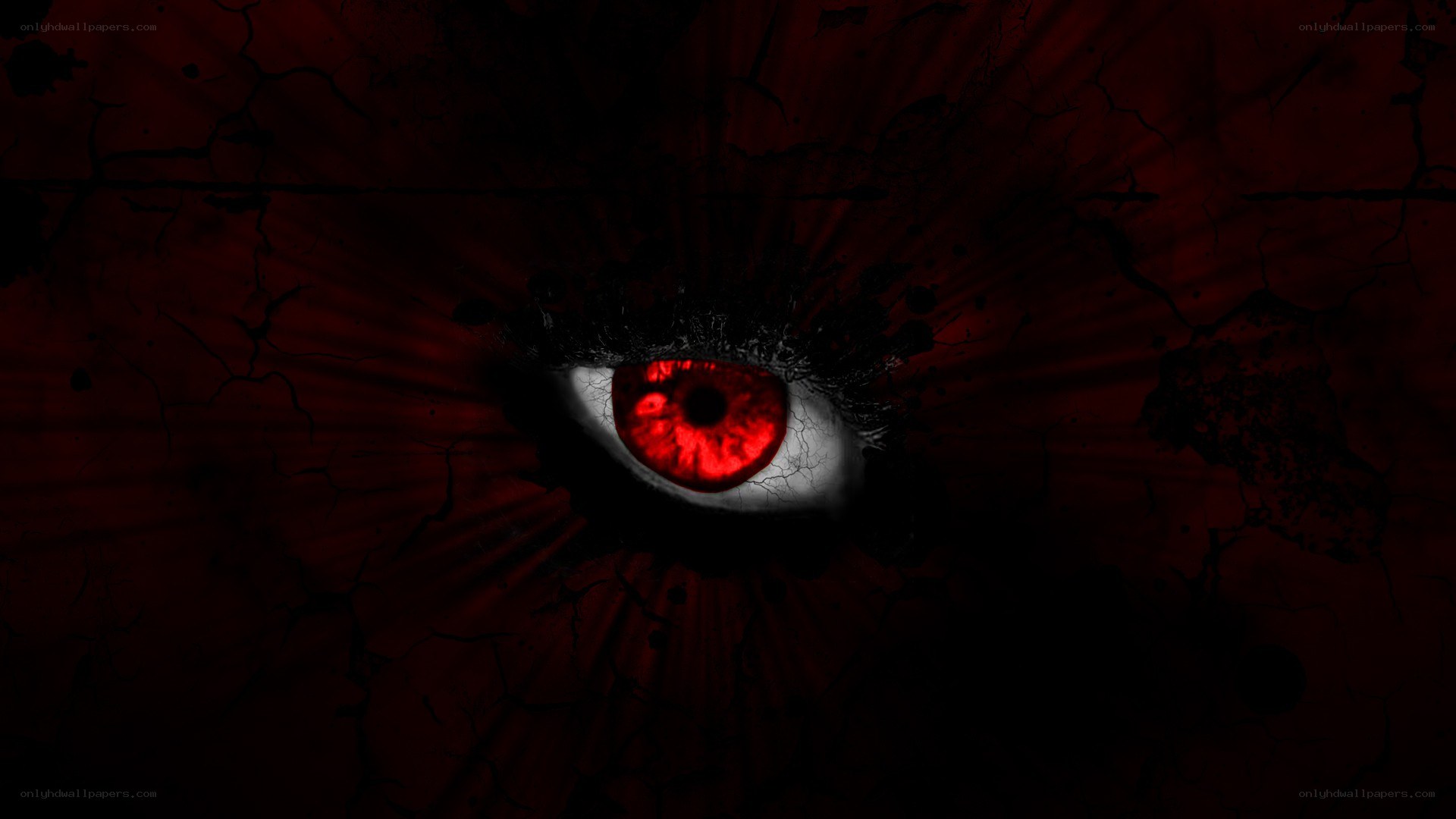 red eye in dark cracked surface