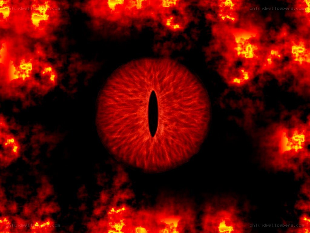 red eye in fiery background