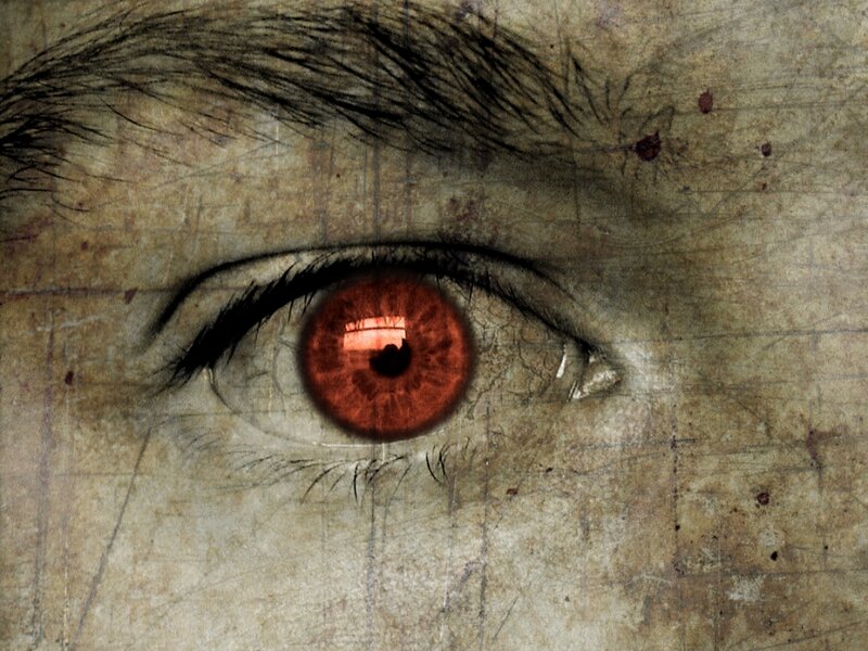 red eye on textured surface