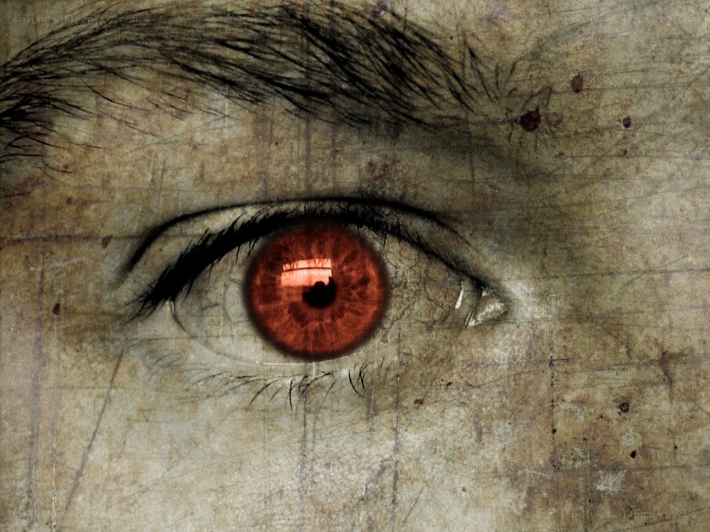 red eye on textured surface