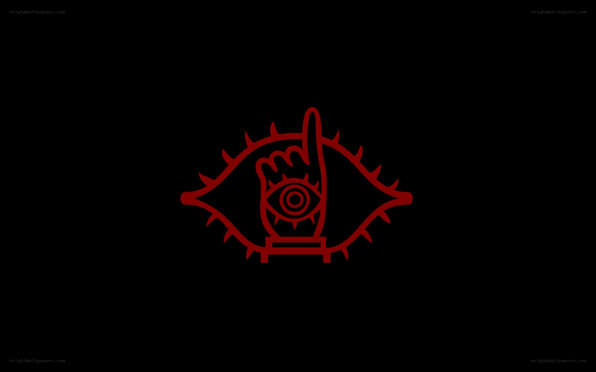 red eye symbol with hand