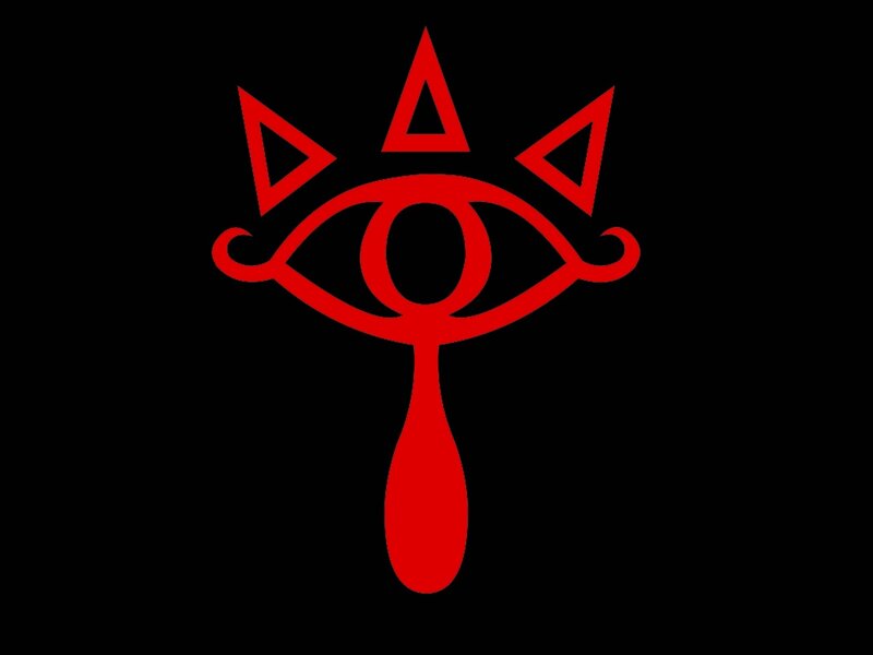 Red eye symbol with triangles