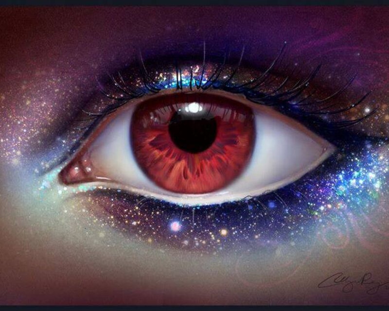 Red Eye with Galaxy