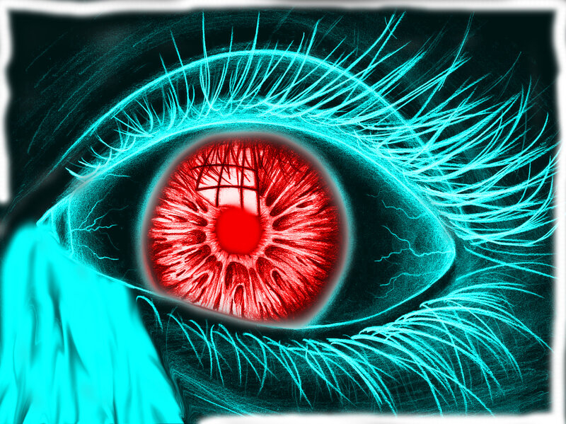 Red Eye with Glowing Lashes