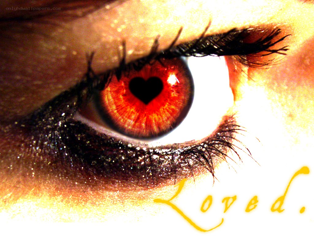 red eye with heart pupil