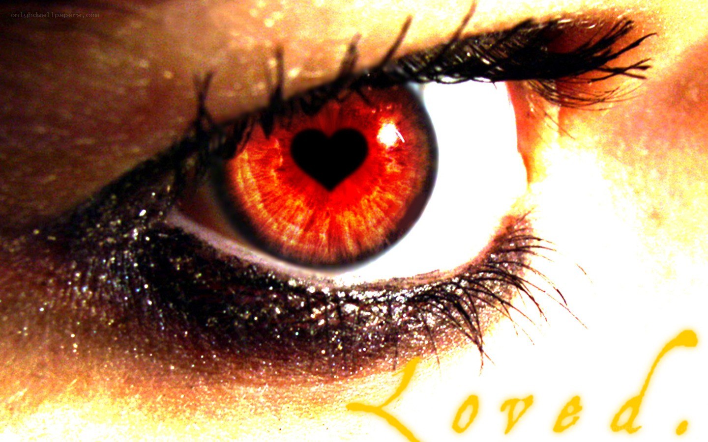 red eye with heart pupil