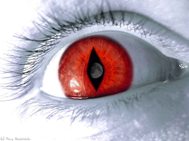 Red Eye with Slit Pupil — Dramatic
