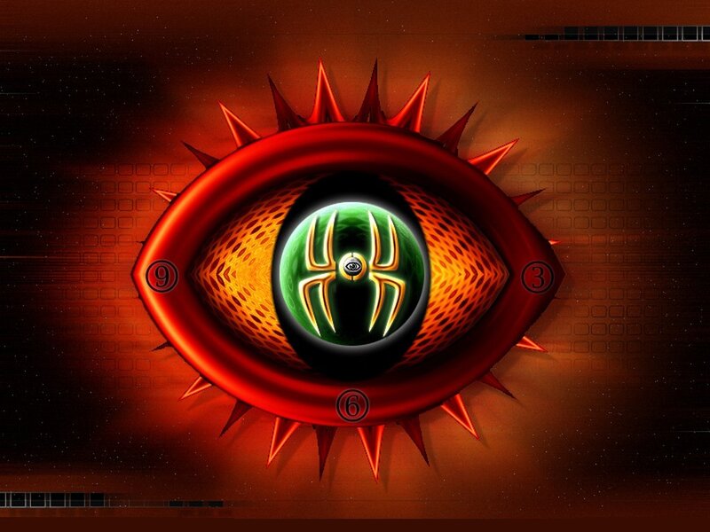 Red eye with spider symbol