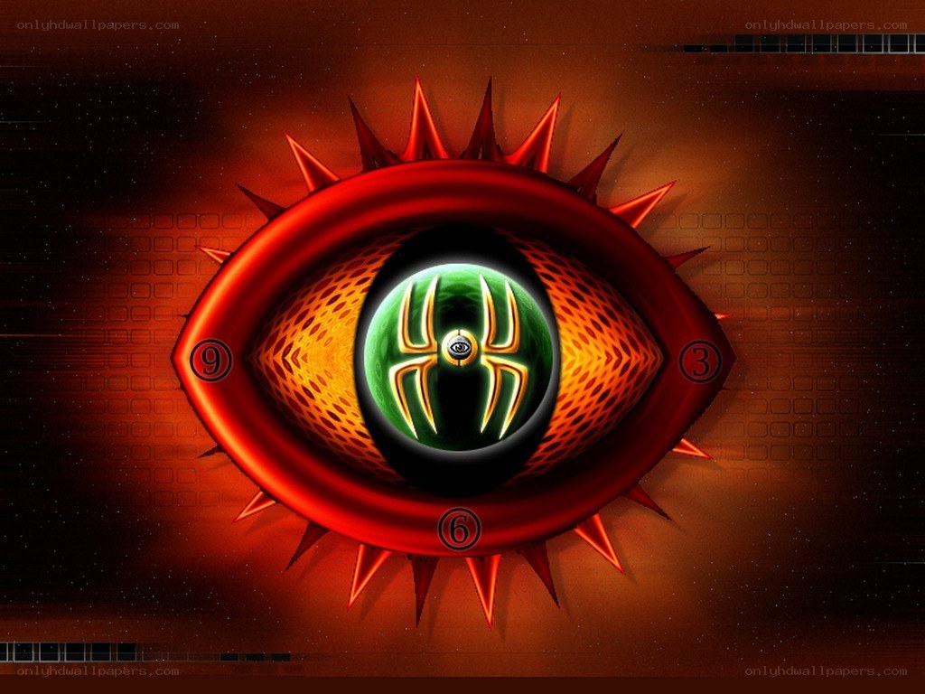 Red eye with spider symbol