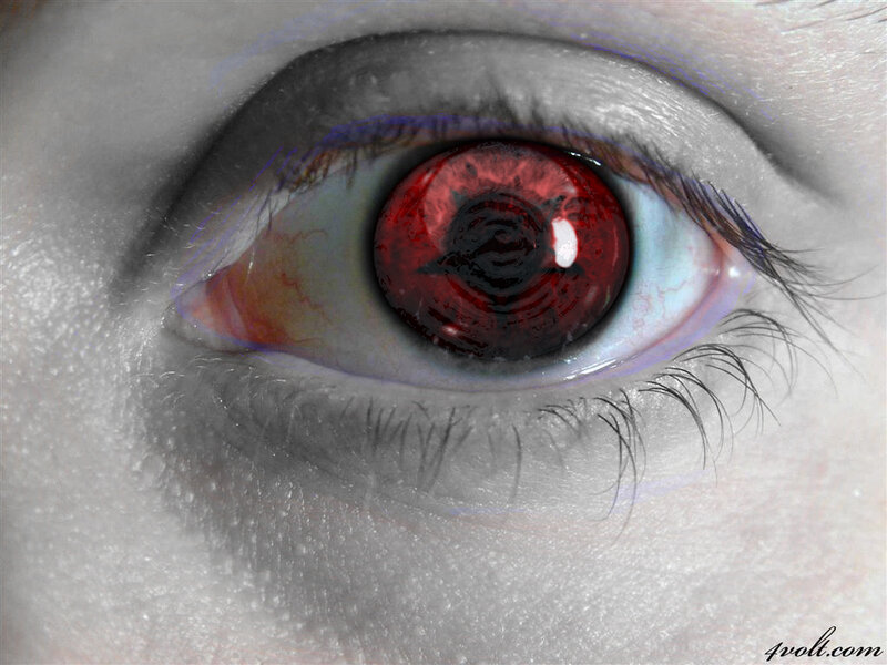 Red Eye with Spiral Pattern — Dramatic