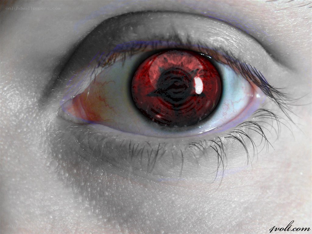 red eye with spiral pattern