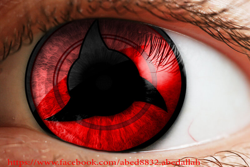 Red Eye with Tomoe Pattern — Dramatic, Digital Art