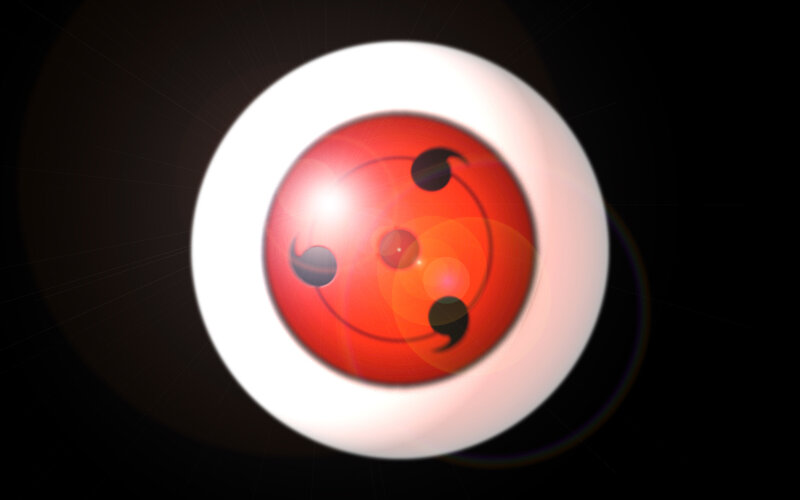 Red Eye with Tomoe Patterns — Dramatic, Digital Art