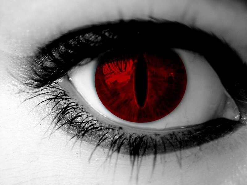 Red Eye with Vertical Pupil