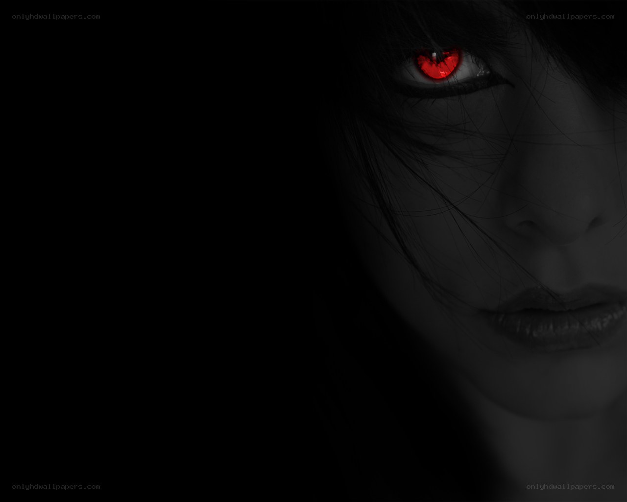 red-eyed figure in darkness