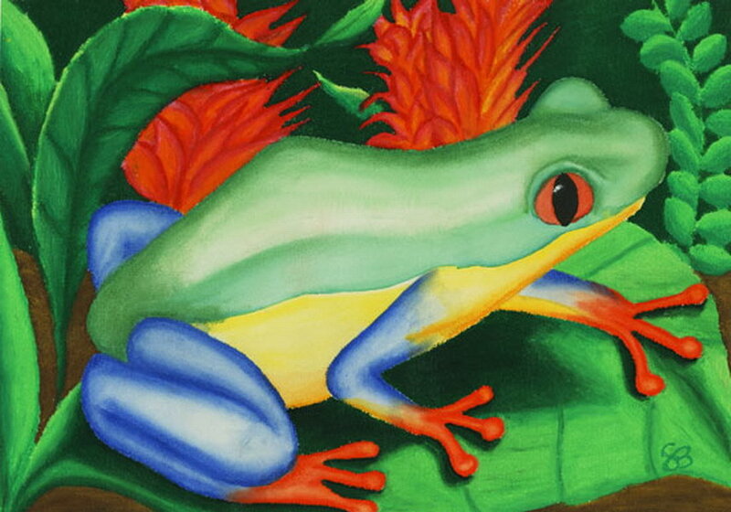 Red-eyed Tree Frog — Green, Vibrant, Painting