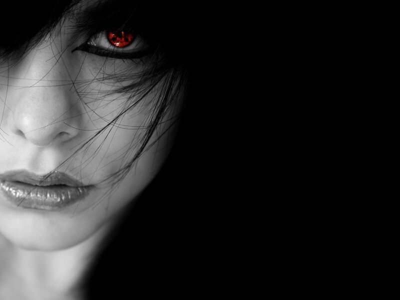 red-eyed woman portrait