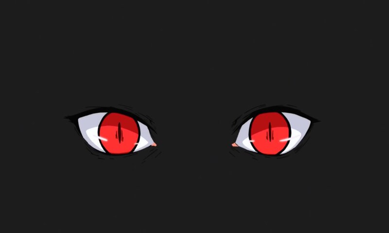 Red Eyes in Darkness — Black, Dramatic, Anime