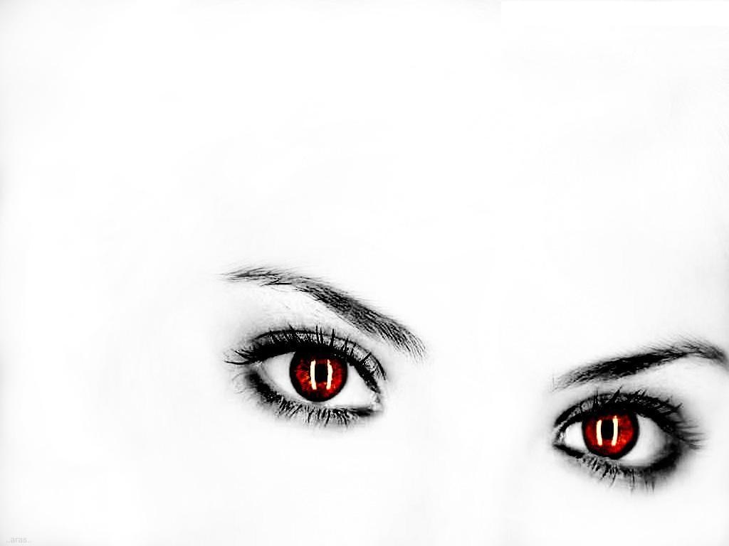 red eyes on white background