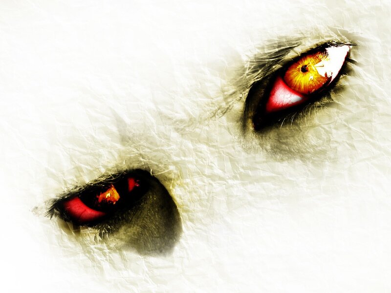 red eyes on white surface