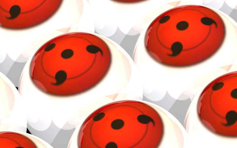 red eyes with tomoe symbols