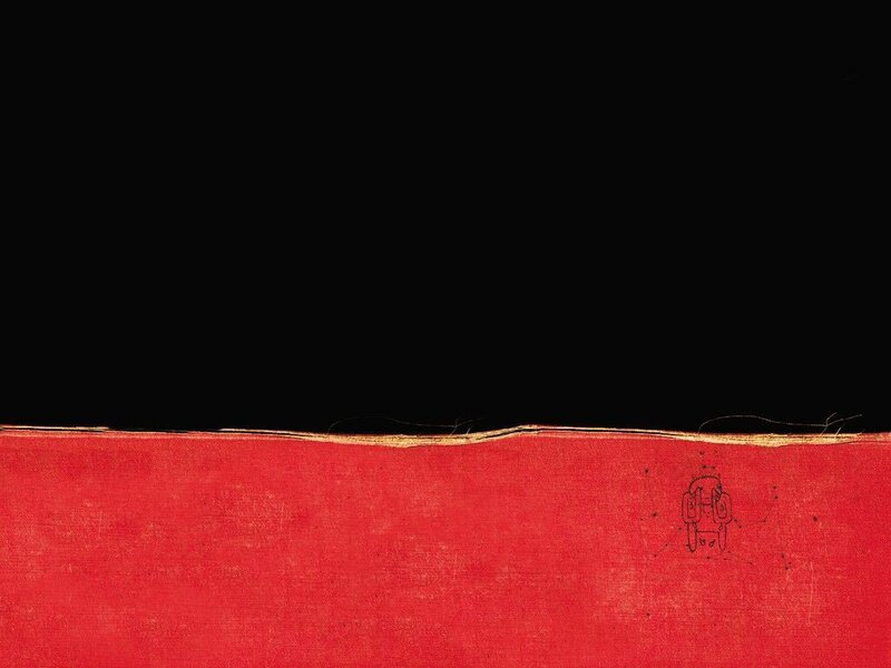 Red fabric with sketch