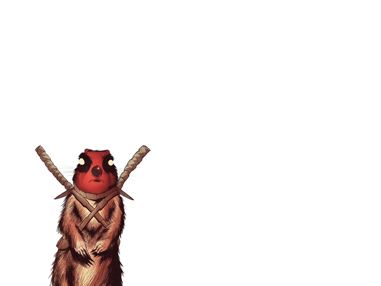 red-faced marmot with swords