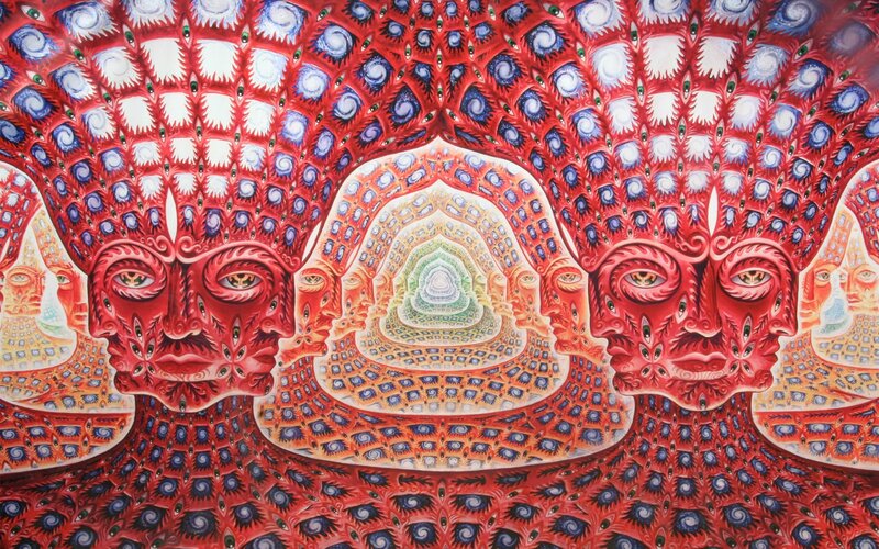 Red Faces with Mandala Patterns — Hypnotic