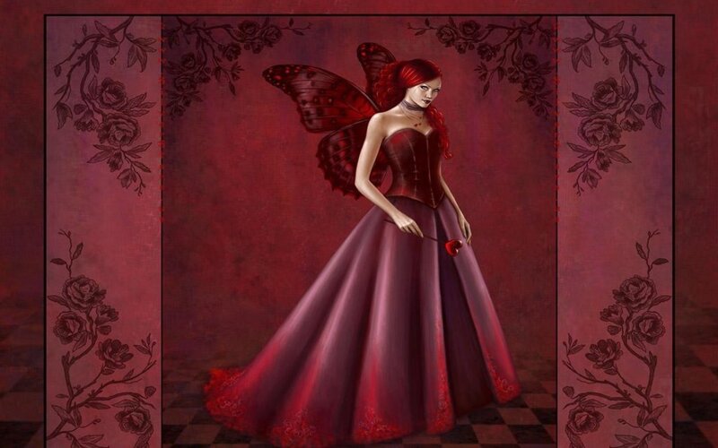 red fairy in a gown