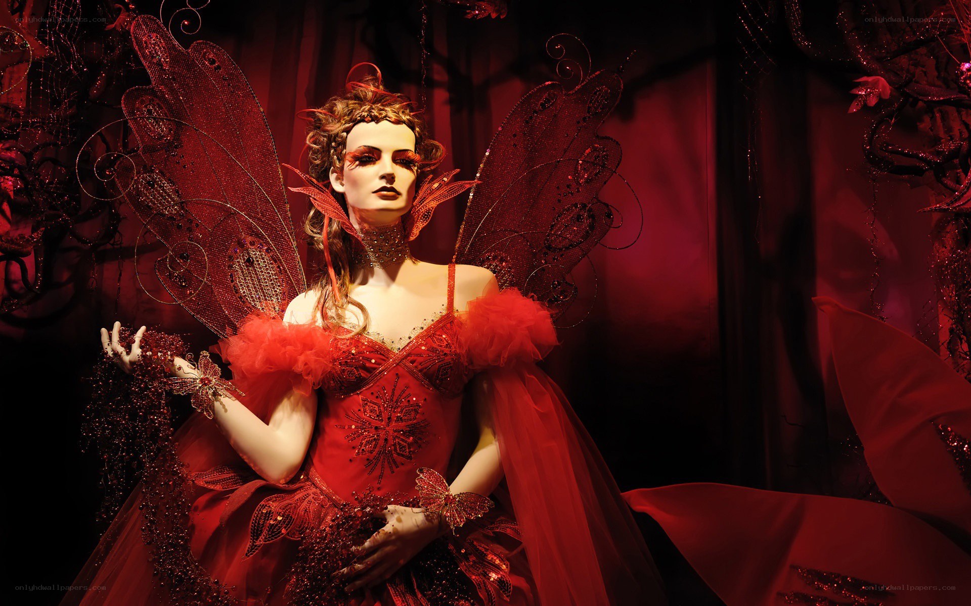 red fairy mannequin display