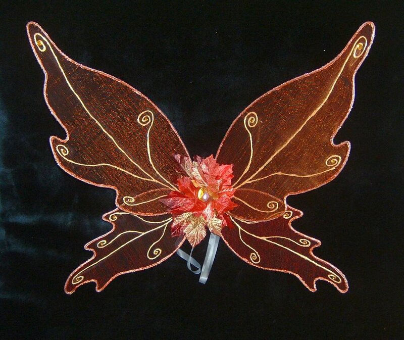 red fairy wings with flower