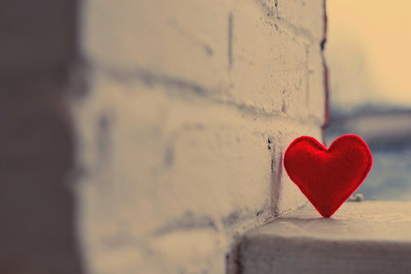 Red Felt Heart — Calm, Sunset