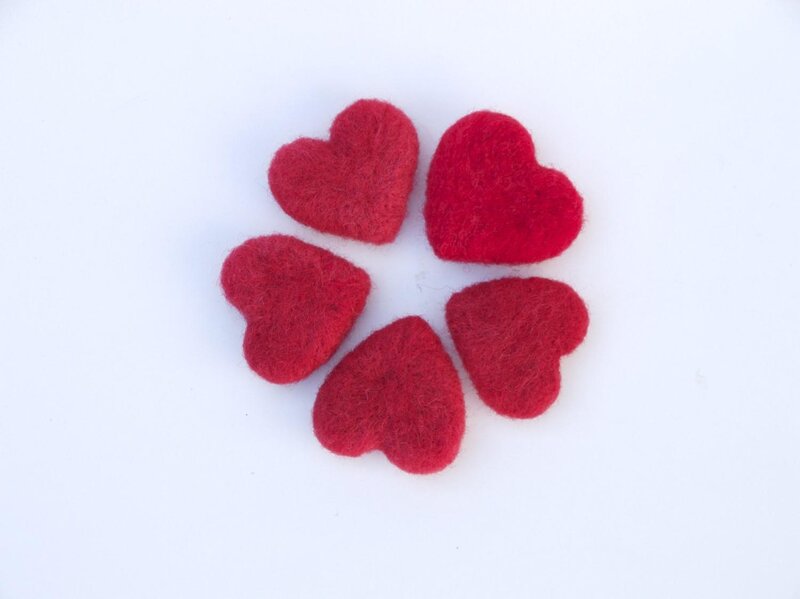 Red Felt Hearts