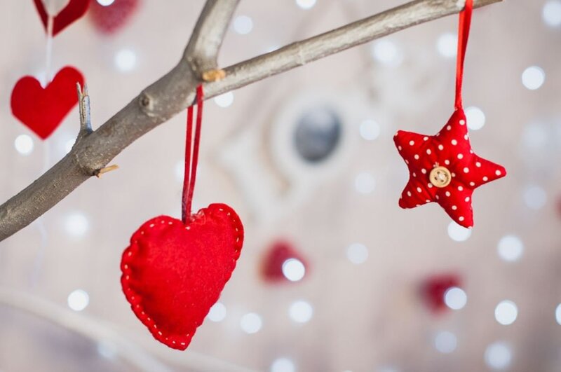 Red Felt Ornaments — Festive, Photograph