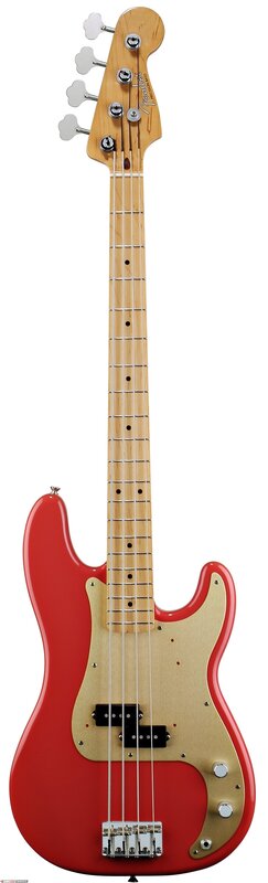 red fender bass guitar