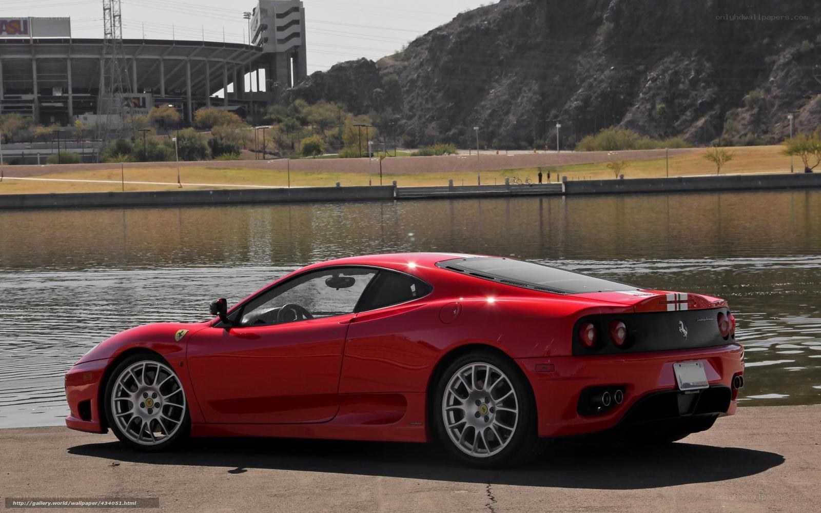Red Ferrari 360 by the lake