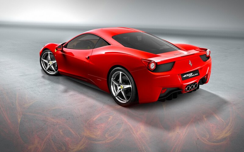 Red Ferrari 458 Italia — Dramatic, Photograph, Car, Wheels, Exhaust